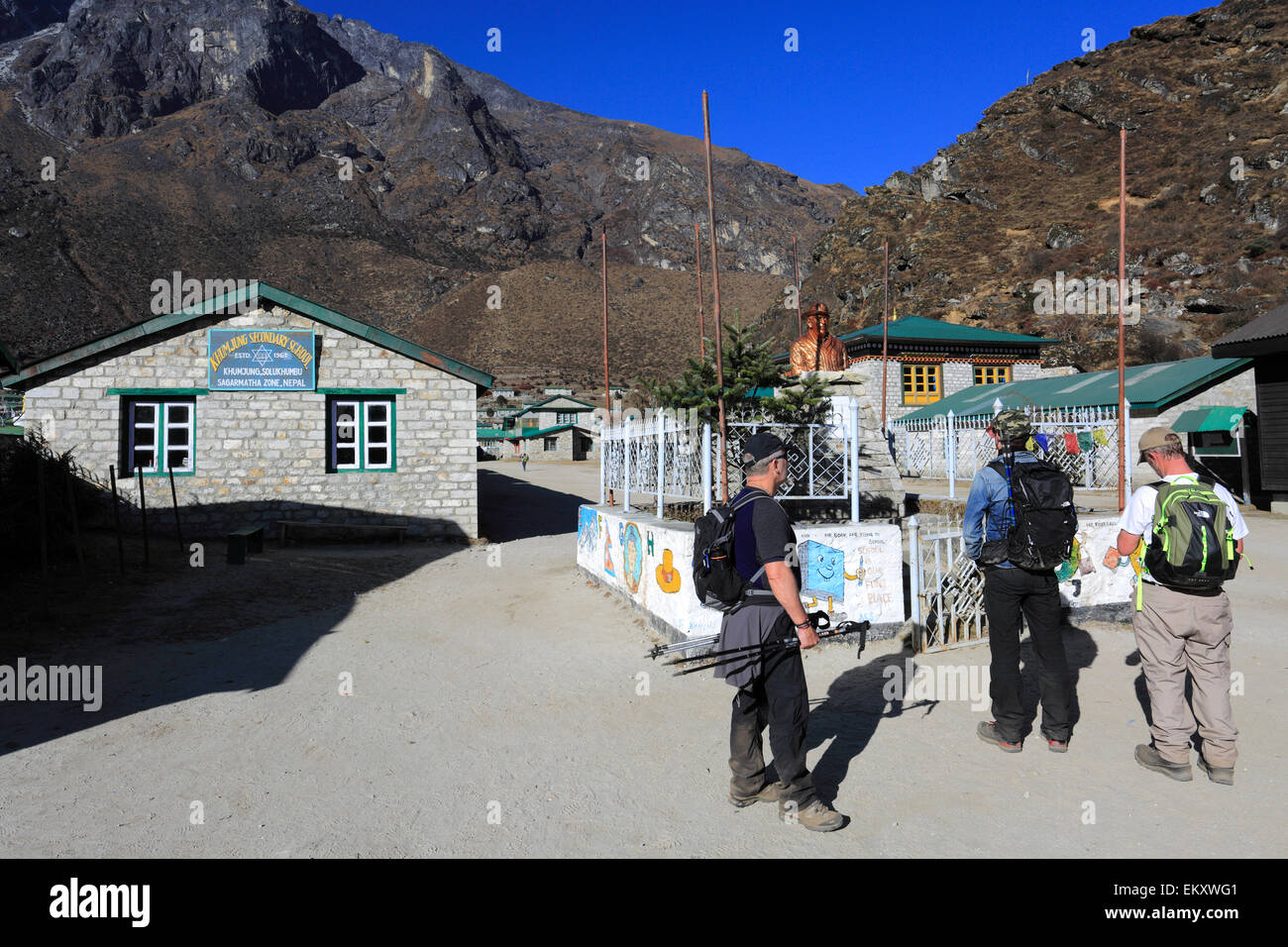 Edmund Hillary Schule im Dorf Khumjung, Sagarmatha Nationalpark, Solukhumbu Bezirk, Khumbu-Region Ost-Nepal, Asien Stockfoto