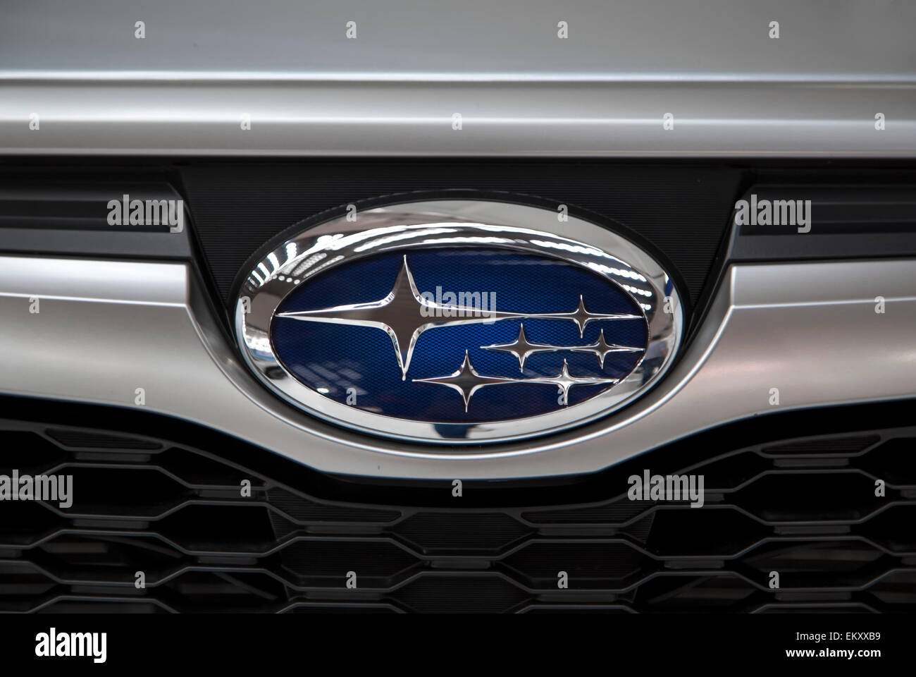 Belgrad, Serbien - 25. März 2015: Detail des Subaru Autos in Belgrad, Serbien. Subaru ist der Automobilbau-division Stockfoto