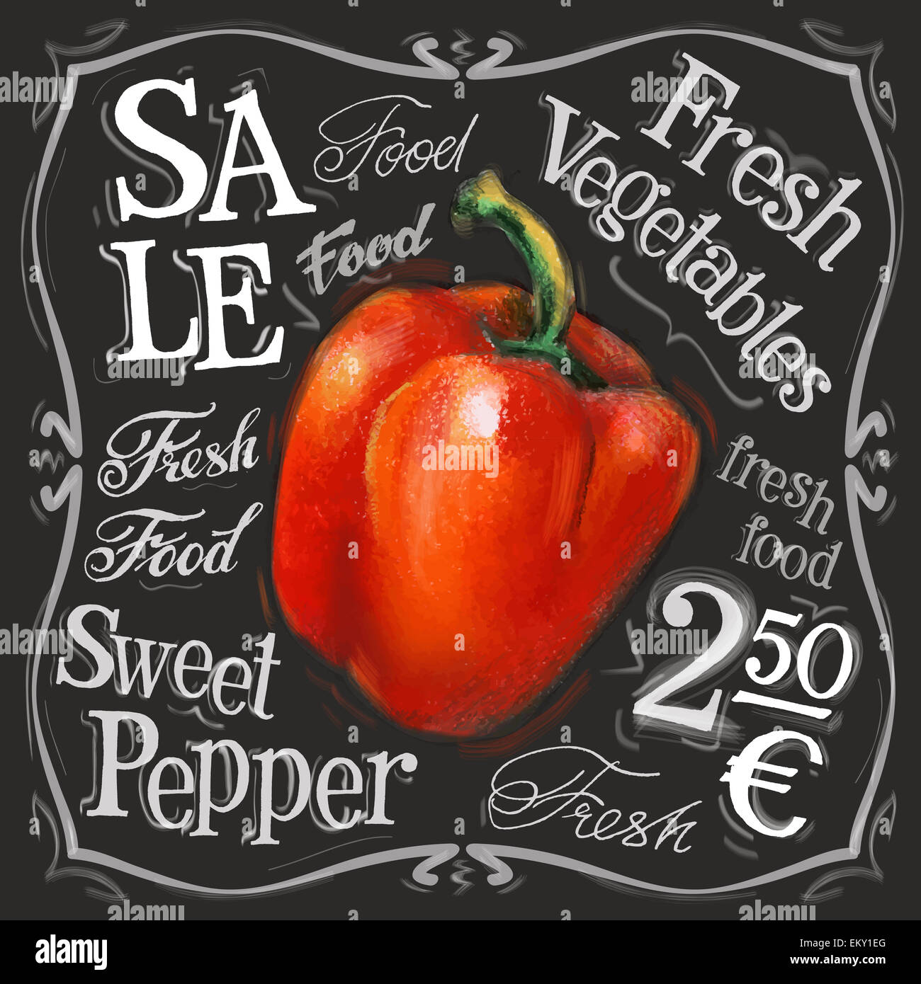 Paprika-Vektor-Logo-Design-Vorlage. frisches Gemüse, Essen oder Menü Board-Symbol. Stockfoto