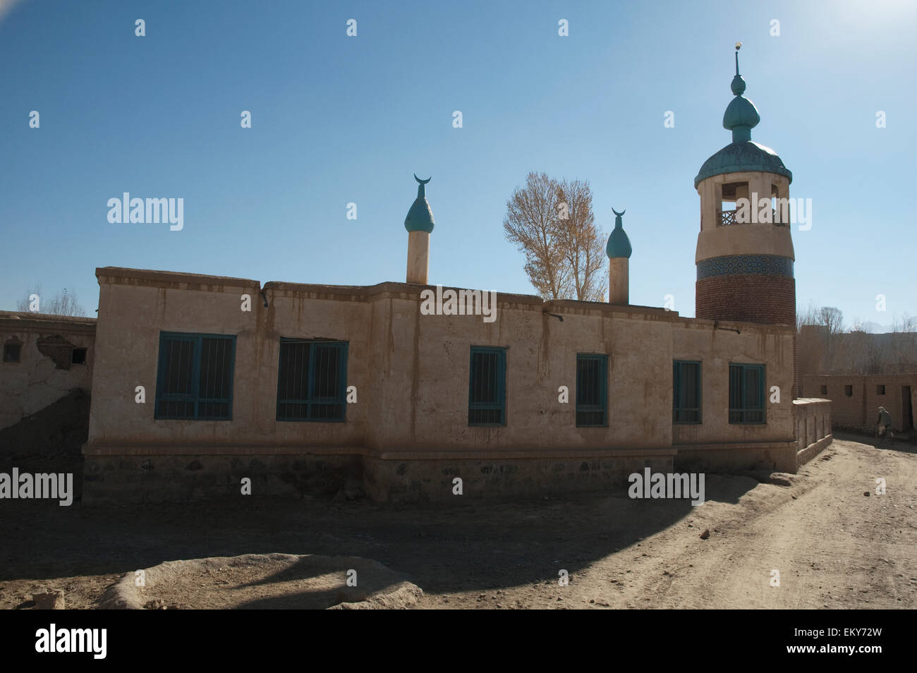 Blaue Minarette der Bamiyan-Moschee Bamian Provinz, Afghanistan Stockfoto