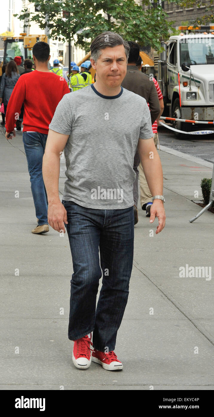 "Saturday Night Live" Veteran Chris Parnell gesichtet verlassen seine New York Hotel Featuring: Chris Parnell wo: Manhattan, New York, USA bei: 10. Oktober 2014 Stockfoto