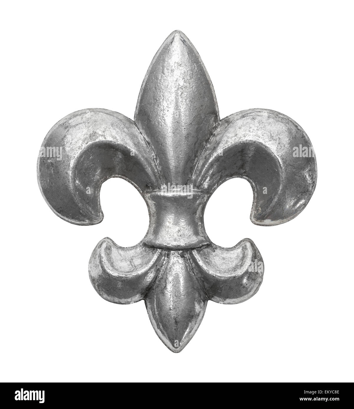 Dekorative Metall französischen königliches Symbol Isolated on White Background. Stockfoto