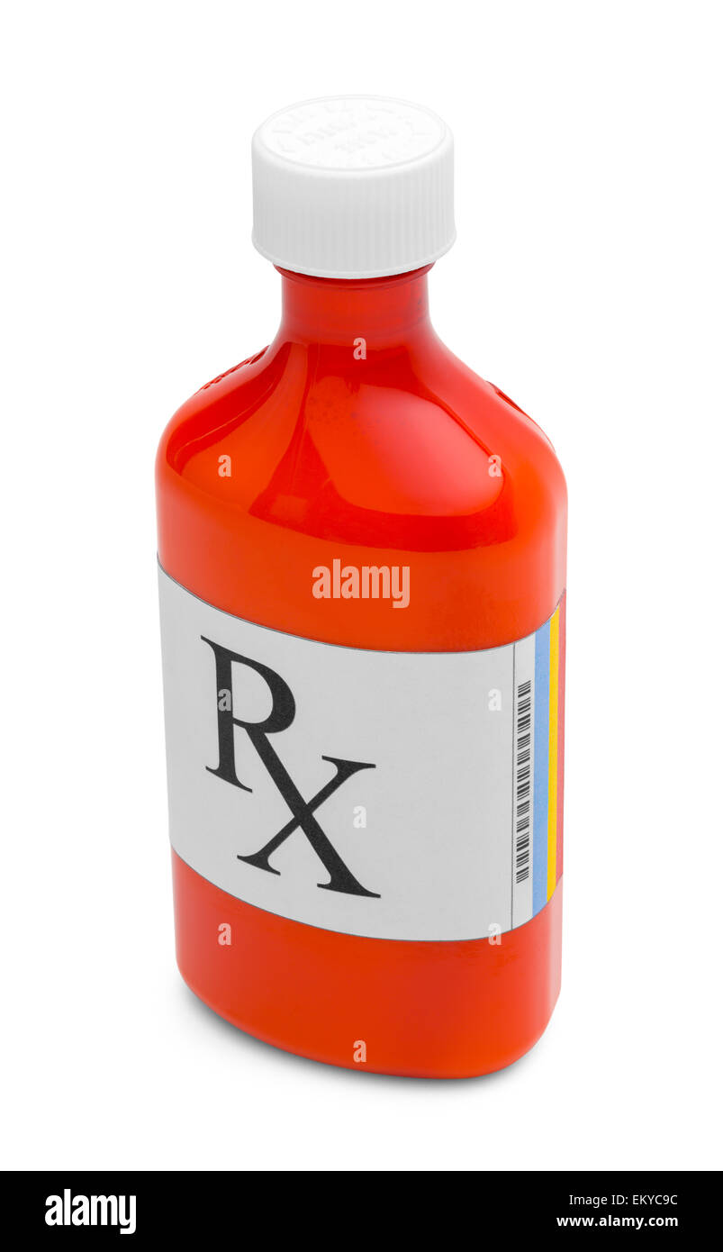 Geschlossenen RX Orange Medizinfläschchen Isolated on White Background. Stockfoto
