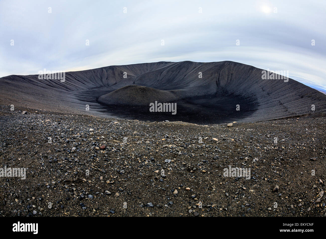 Spitze des Kraters Hverfjall in Nordisland Stockfoto