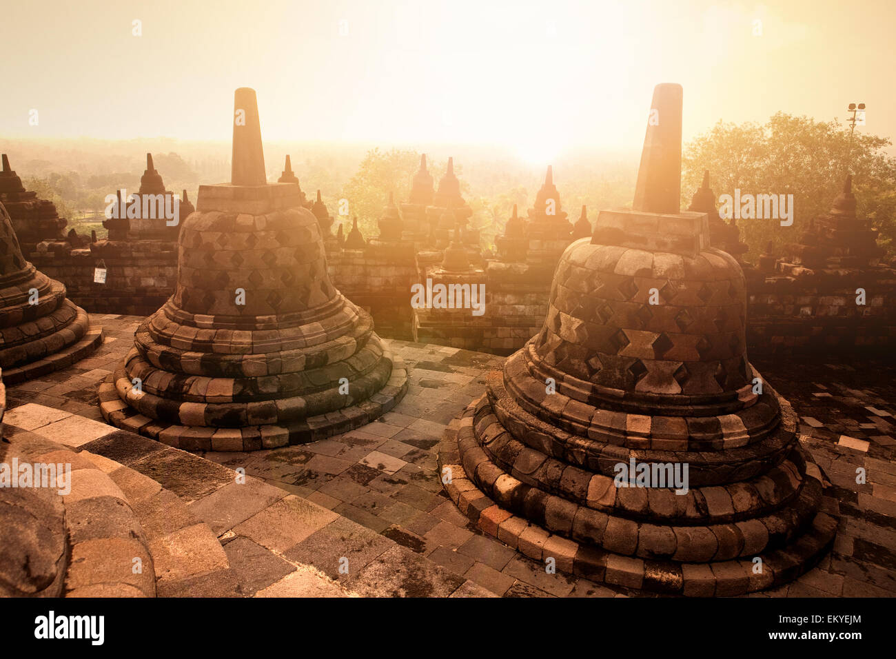 Schöne Ruine des antiken Tempel der buddhistischen Tempel Borobudur in Ost-Java, Indonesien Stockfoto