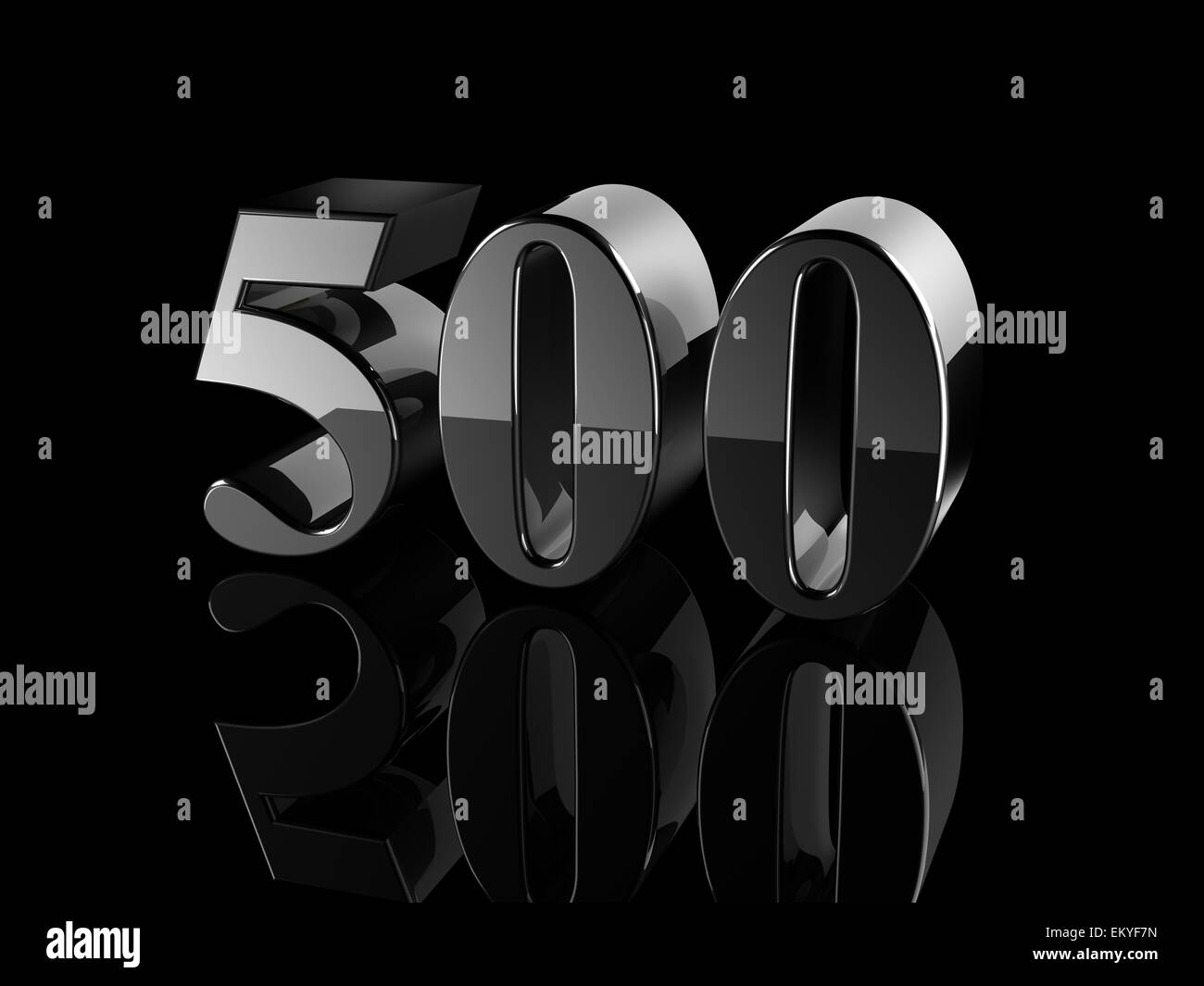 schwarz metallic Nummer 500 auf schwarzem Hintergrund. Stockfoto