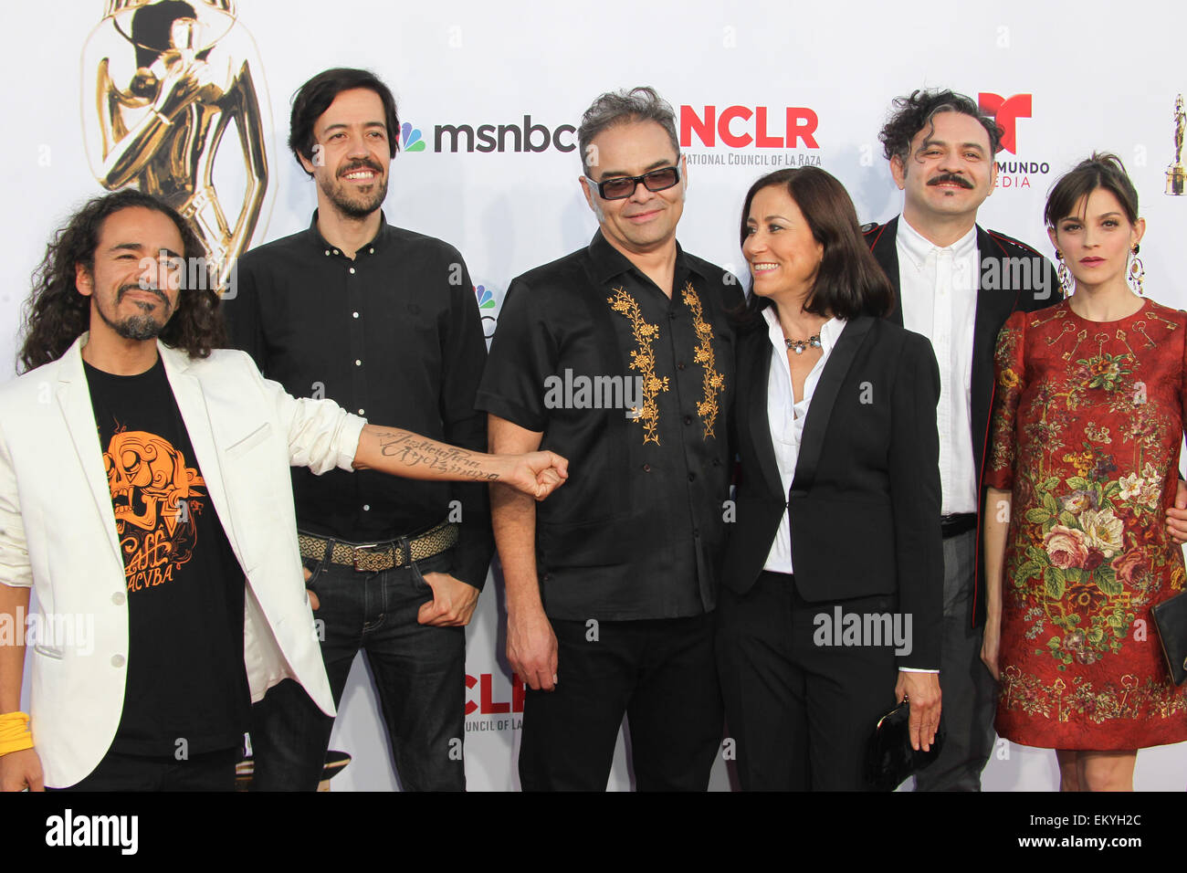 2014 NCLR ALMA Awards am im Pasadena Civic Auditorium mit: Enrique Rangel, Joselo Rangel, Emmanuel del Real und Ruben Isaac Albarran Ortega Cafe Tacvba wo: Pasadena, Kalifornien, Vereinigte Staaten, wann: 10. Oktober 2014 Stockfoto