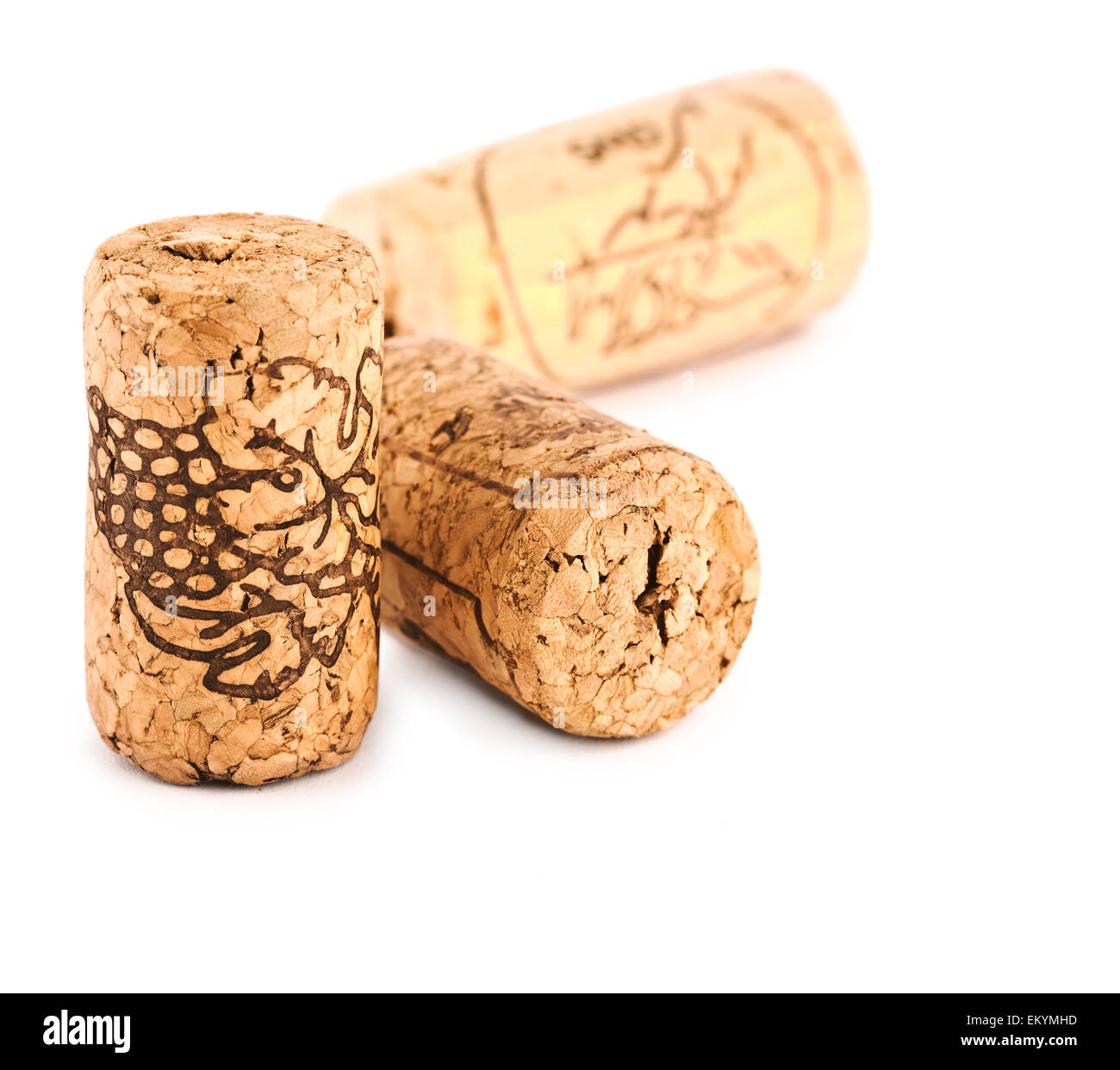 drei Kork isoliert Stockfoto