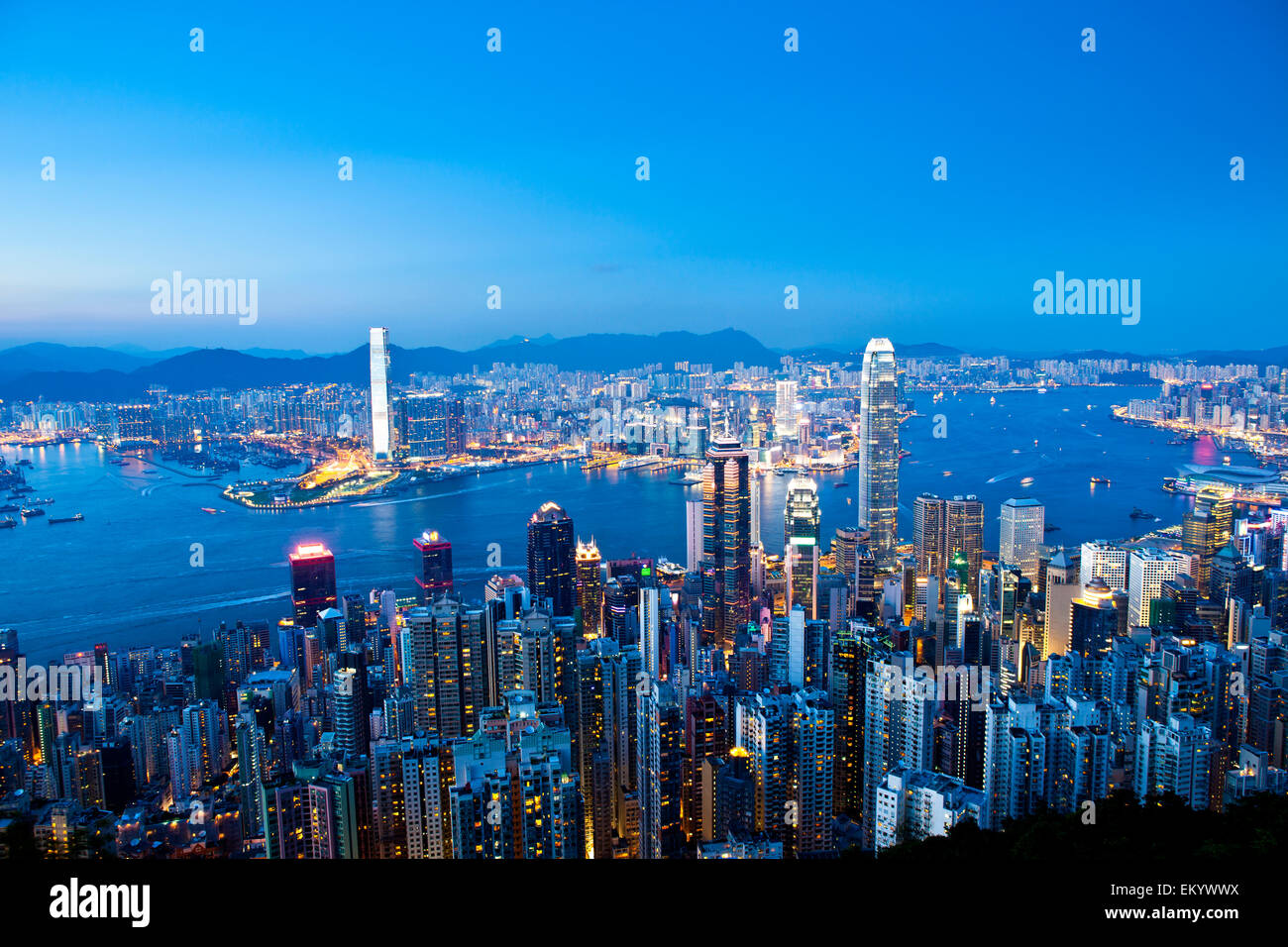 Hong Kong City bei Nacht Stockfoto