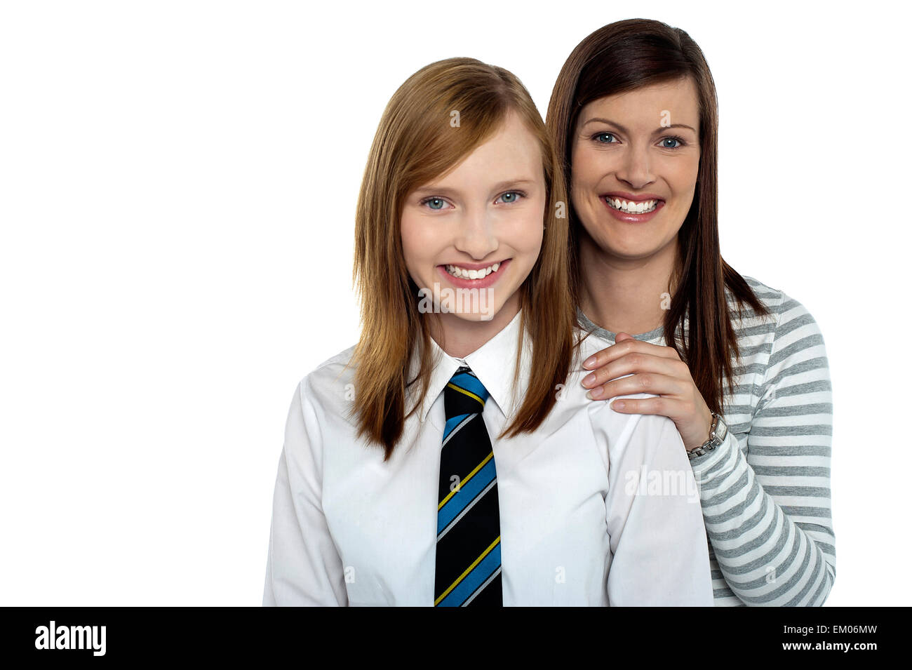Mutter und Tochter gemeinsam posieren Stockfoto