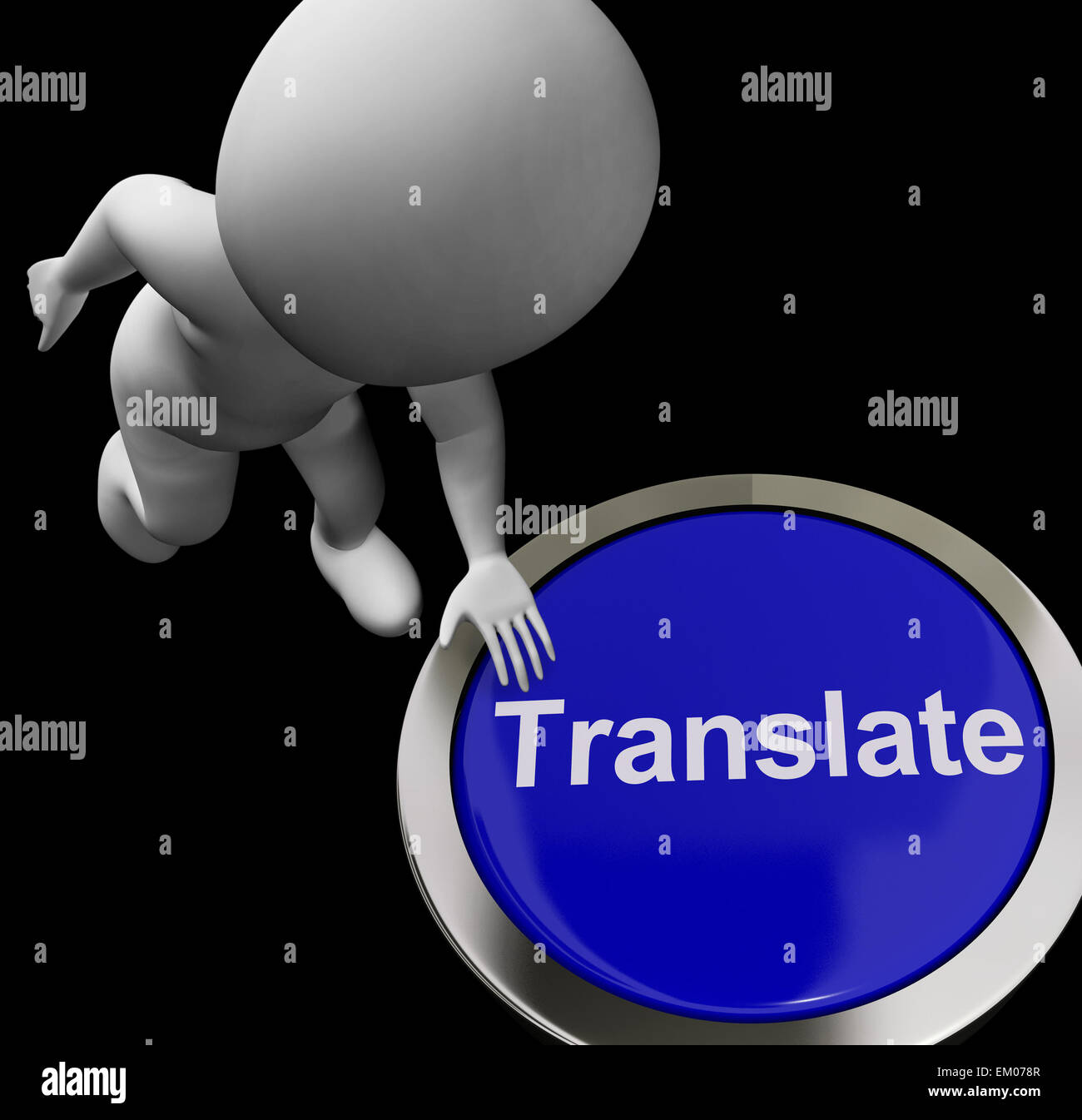 Button zeigt Online-internationale mehrsprachige Übersetzungen übersetzen Stockfoto