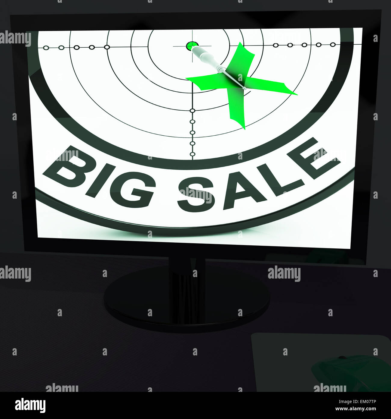 Big Sale On Monitor zeigt große Aktionen Stockfoto