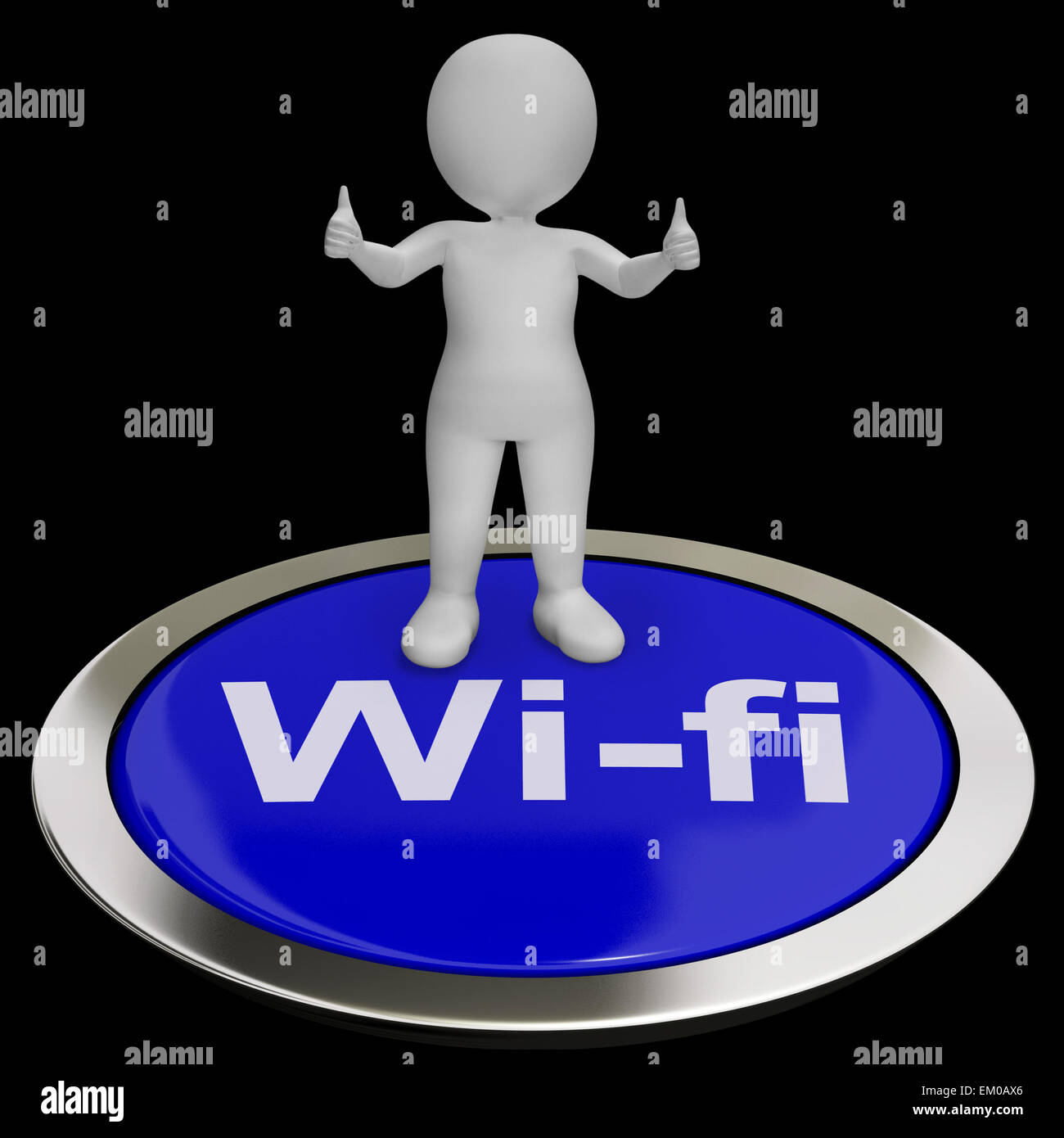 WiFi-Taste zeigt Hotspots oder Internet-Verbindungen Stockfoto