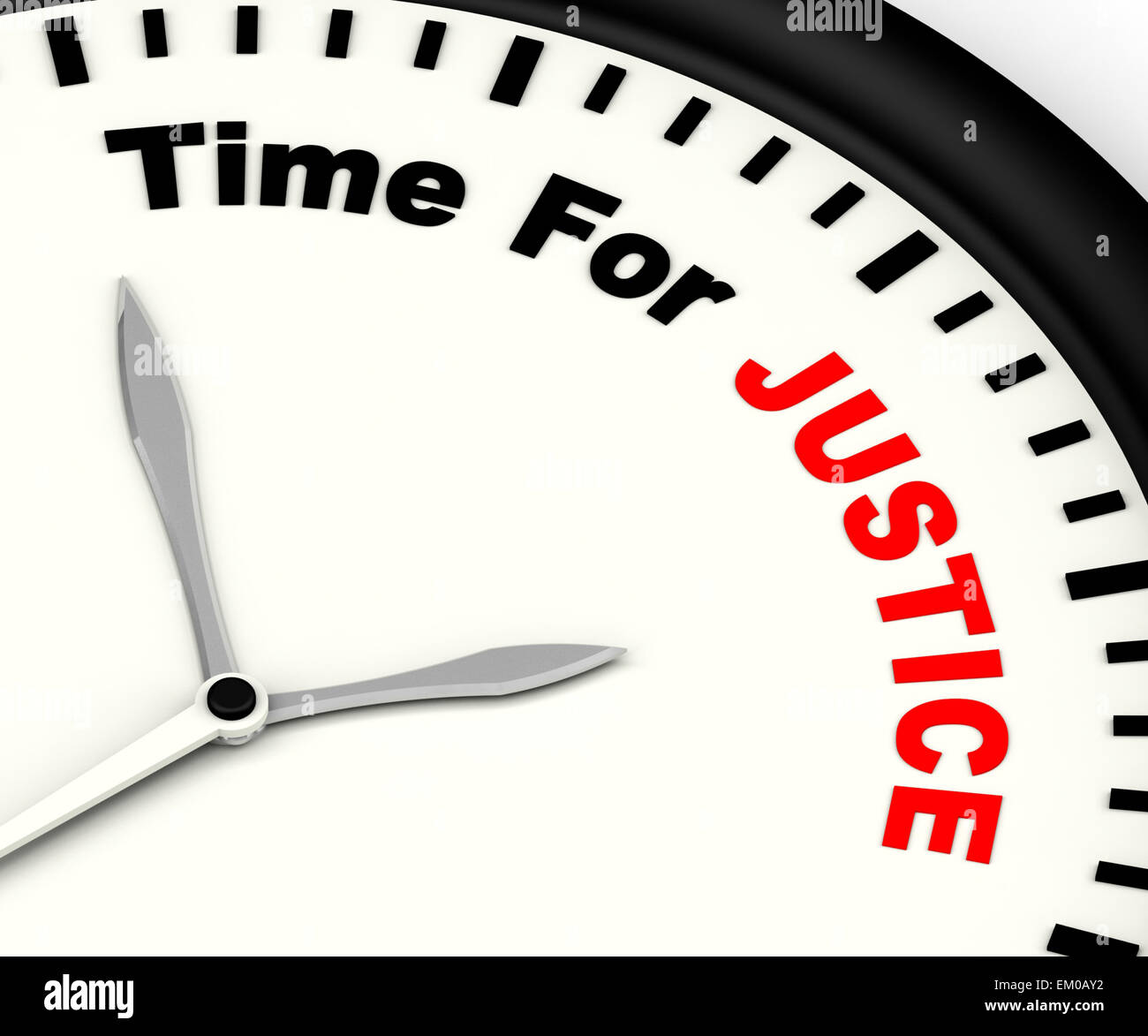Zeit für Gerechtigkeit Nachricht mit Gesetz und Strafe Stockfoto