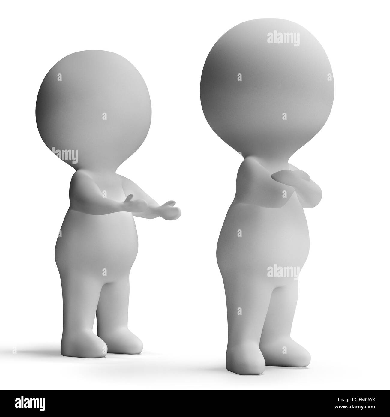 Verärgert unglücklich 3D-Figur zeigt Uneinigkeit zwischen paar Stockfoto