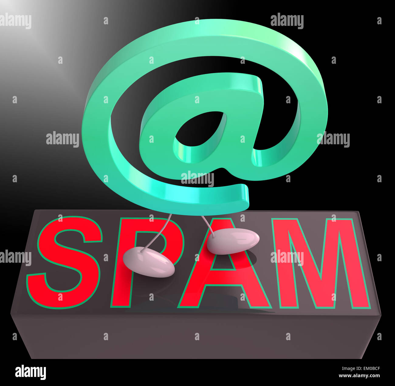 Am Schild Spam zeigt unerwünschte Mail-Posteingang Stockfoto