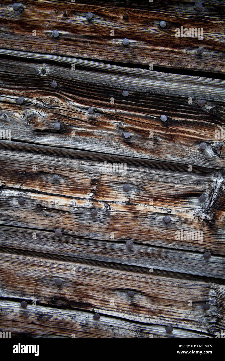 alt, Grunge Holzplatten mit Nägeln Stockfoto
