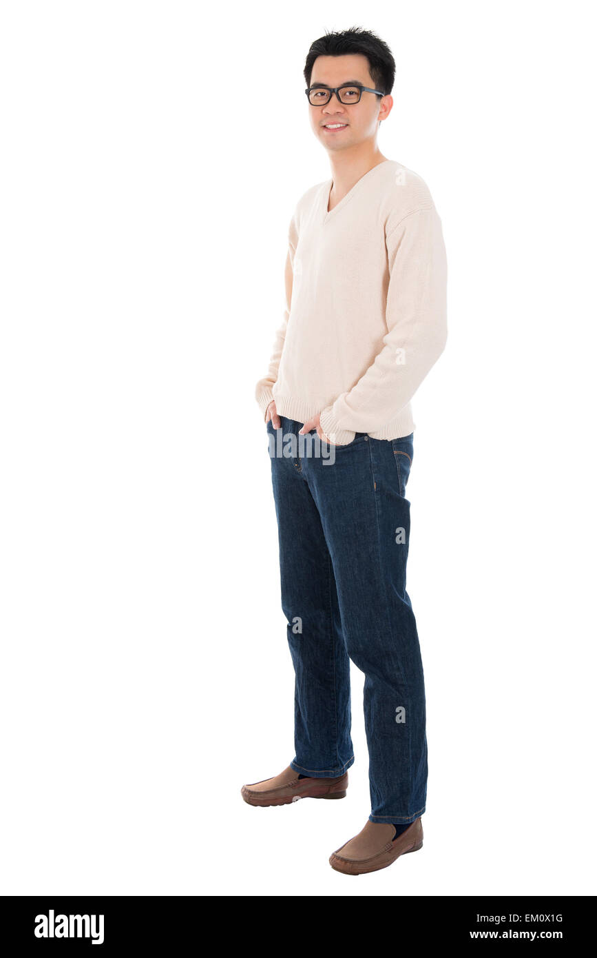 Vorderansicht Ganzkörper legerer asiatischen Mann Stockfoto