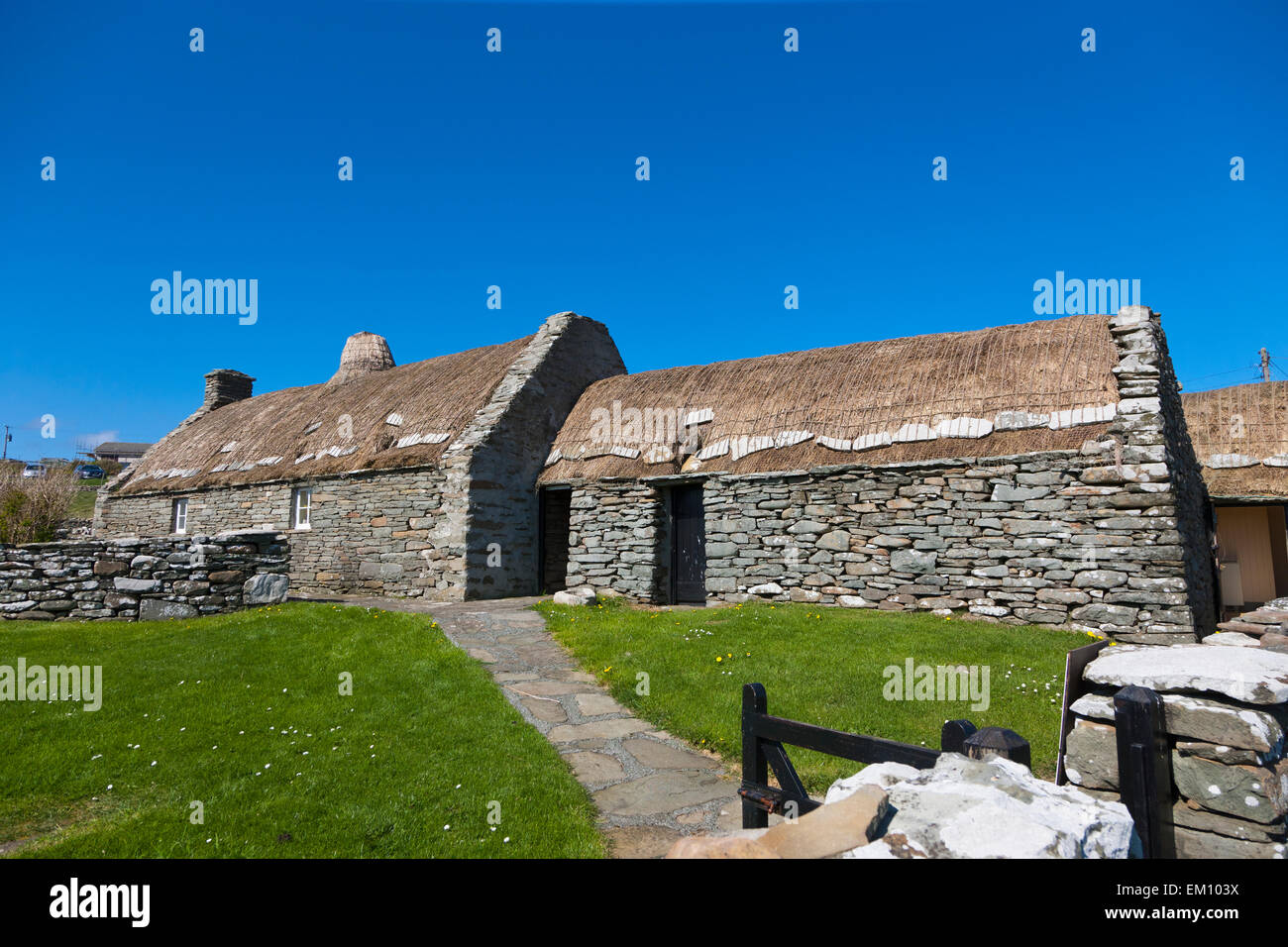 Crofter Haus; Shetland-Schottland Stockfoto