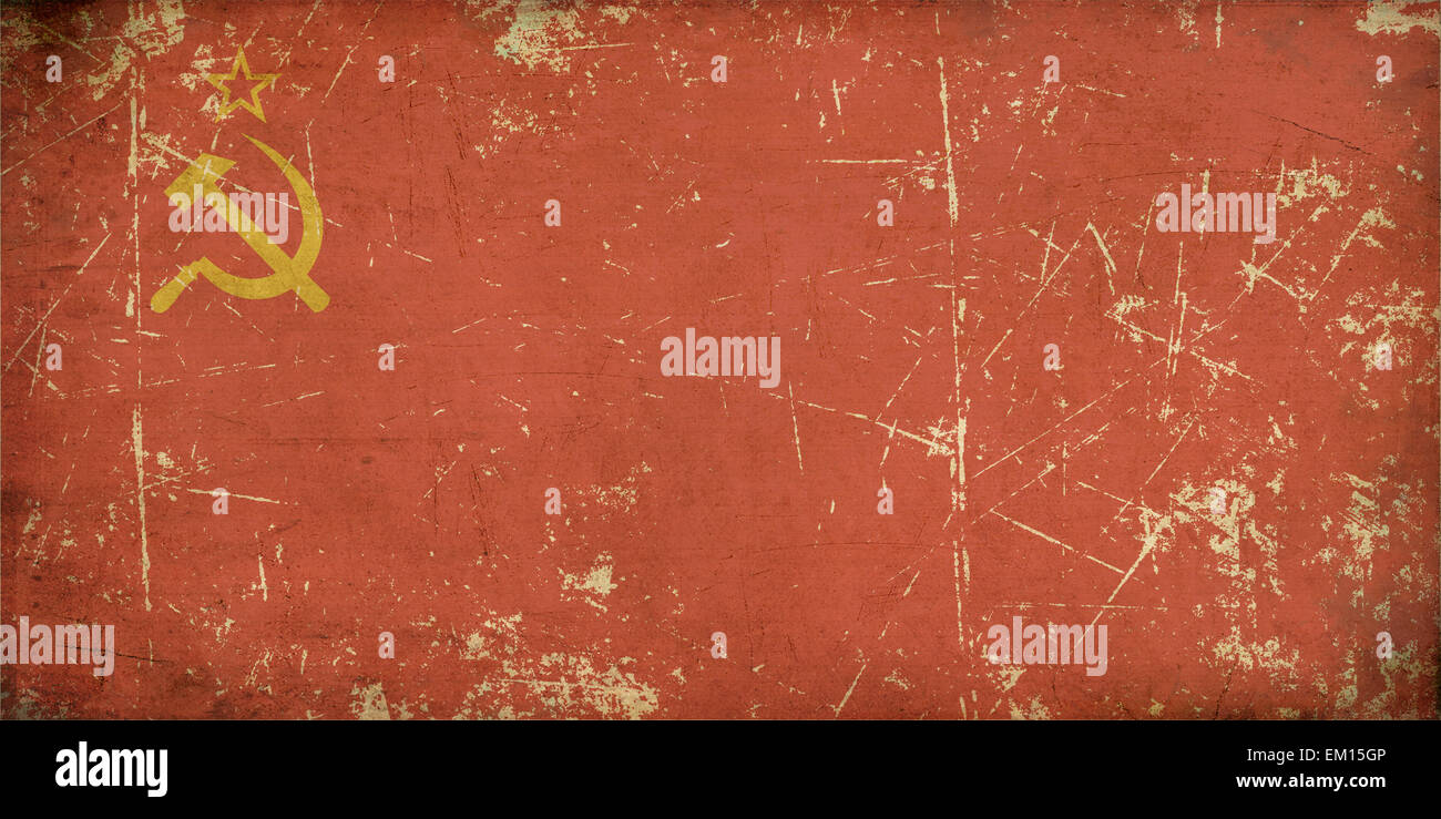 Sowjetunion Flagge flach im Alter Stockfoto