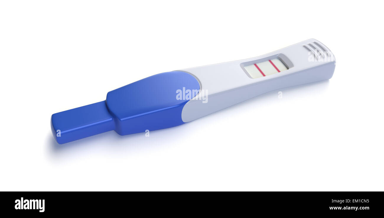 3D-Rendering der Schwangerschaft positiven Testergebnis isolierten auf weißen Hintergrund Stockfoto