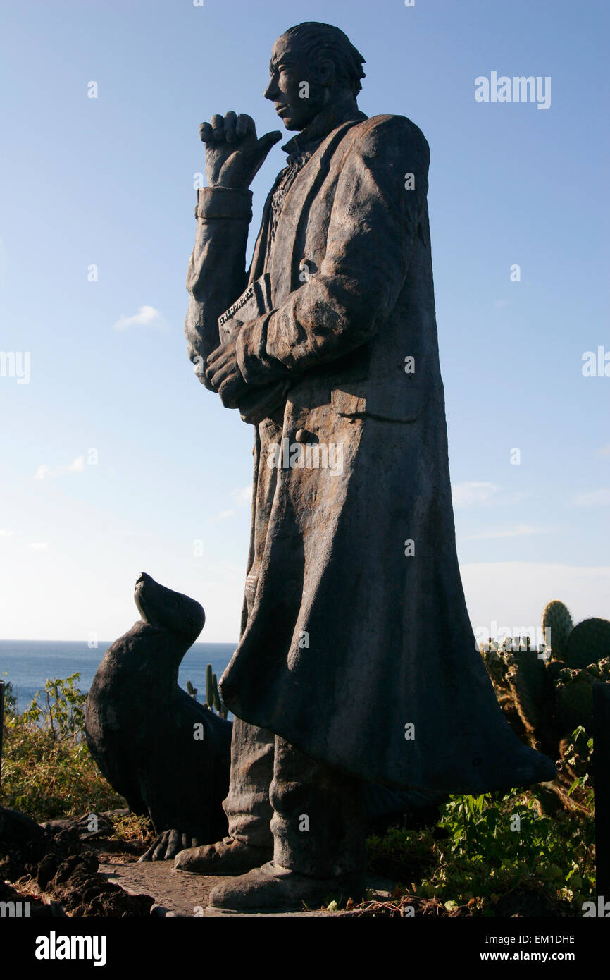 Charles Darwin-Statue in San Cristobal Insel, Galapagos, Ecuador, Südamerika Stockfoto