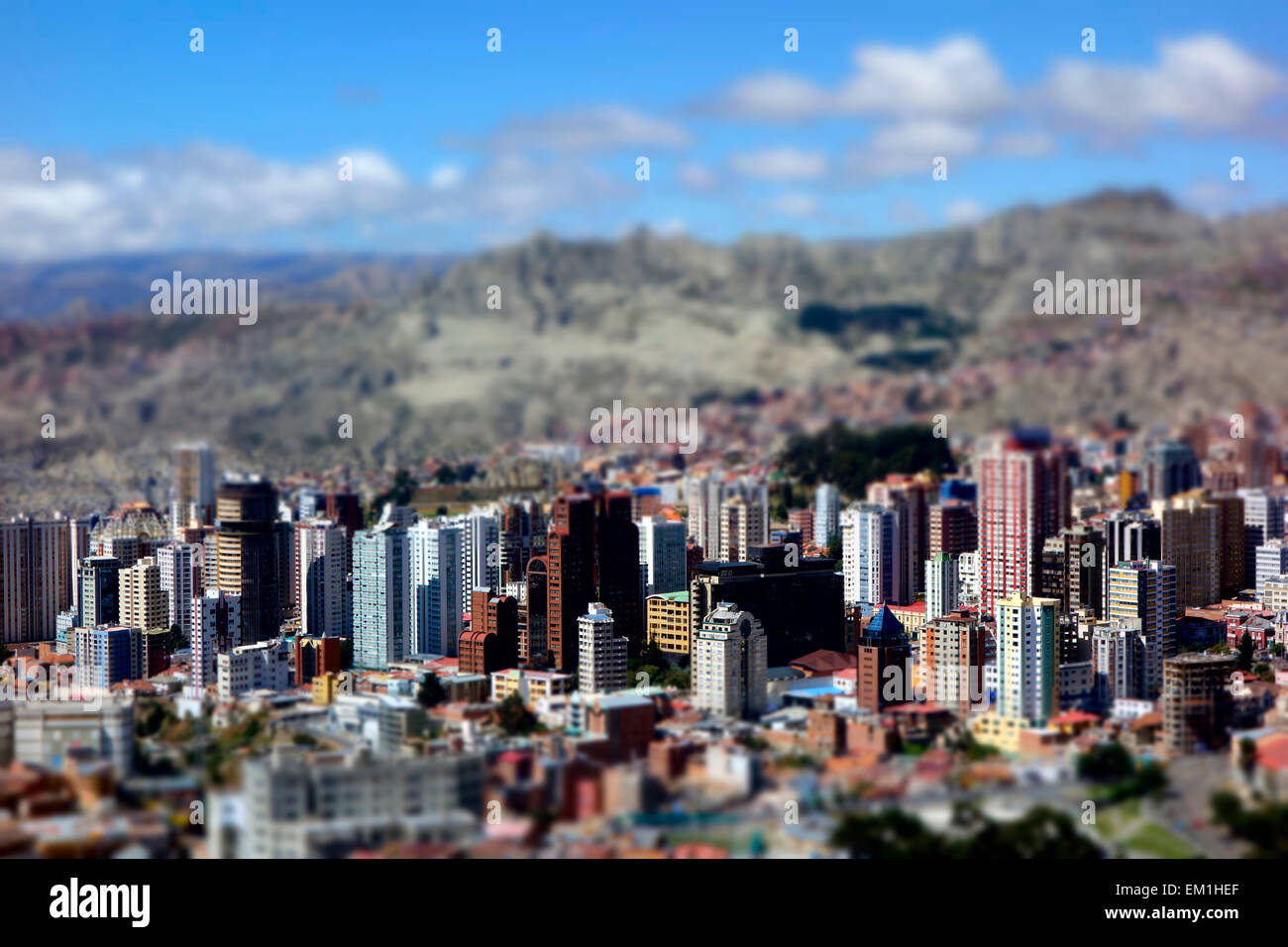 La Paz (Miniatur-Effekt). Bolivien Stockfoto