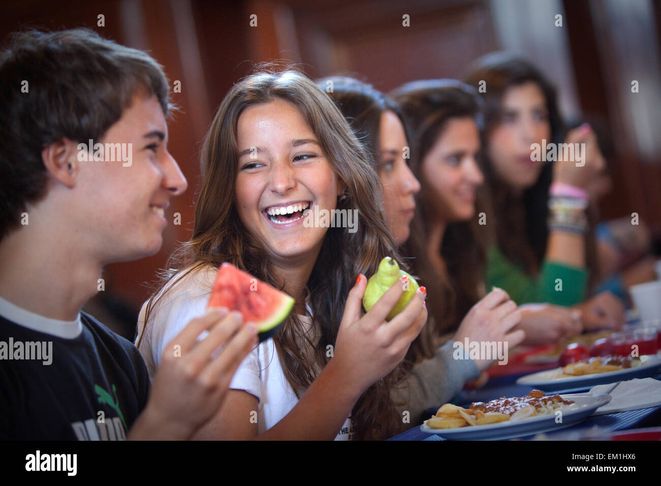 Berlitz Manchester Sprachstudenten glücklich Stockfoto