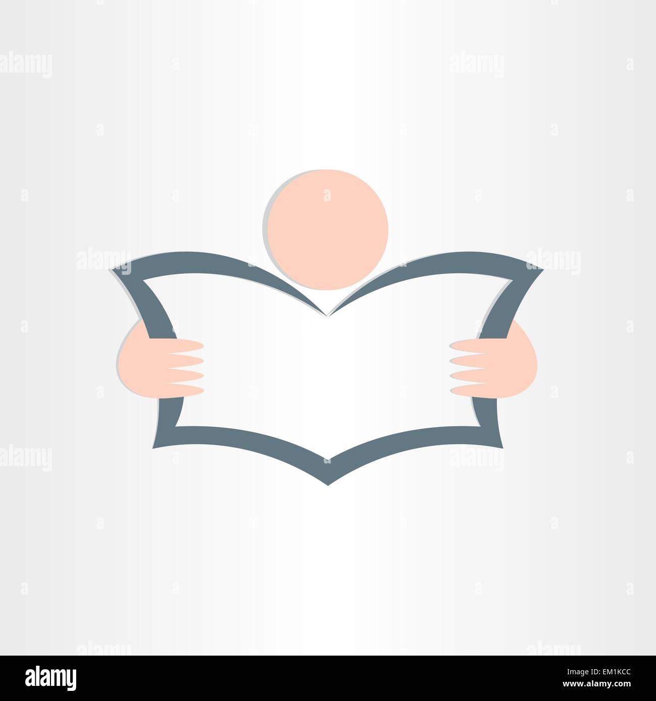 Mann liest Zeitung Buch oder Karte Icon Design Business Arbeit Bildung-Hintergrund Stock Vektor