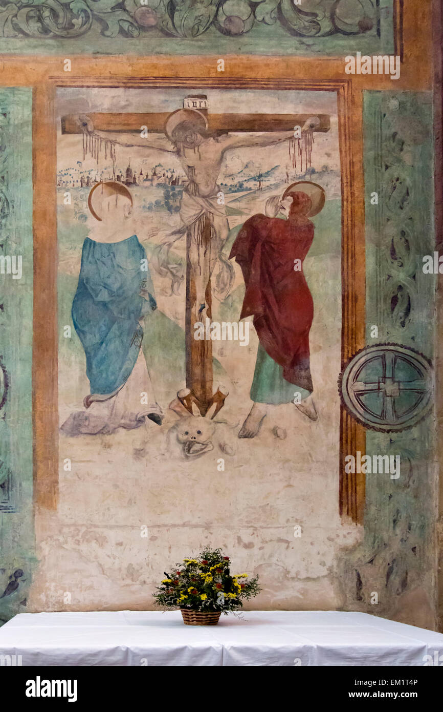 Gotischer Wandmalerei in der St. Barbara Kirche - Detail der Inneneinrichtung Saint Barbara Church in Kutna Hora Stockfoto