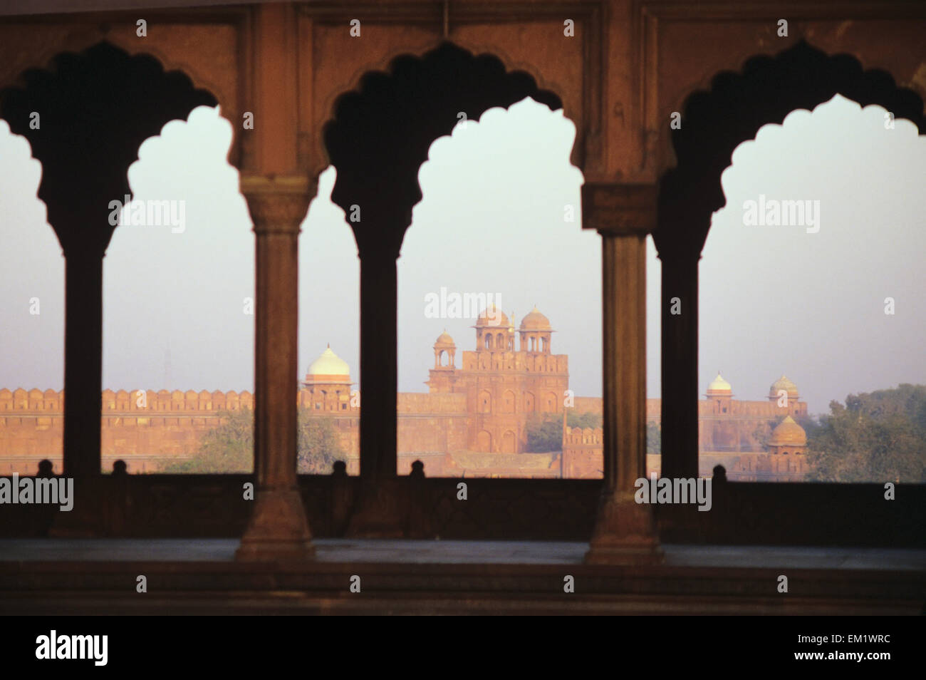 Indien, Ansicht des Roten Forts von Jama Masjid (Moschee); Alt-Delhi Stockfoto