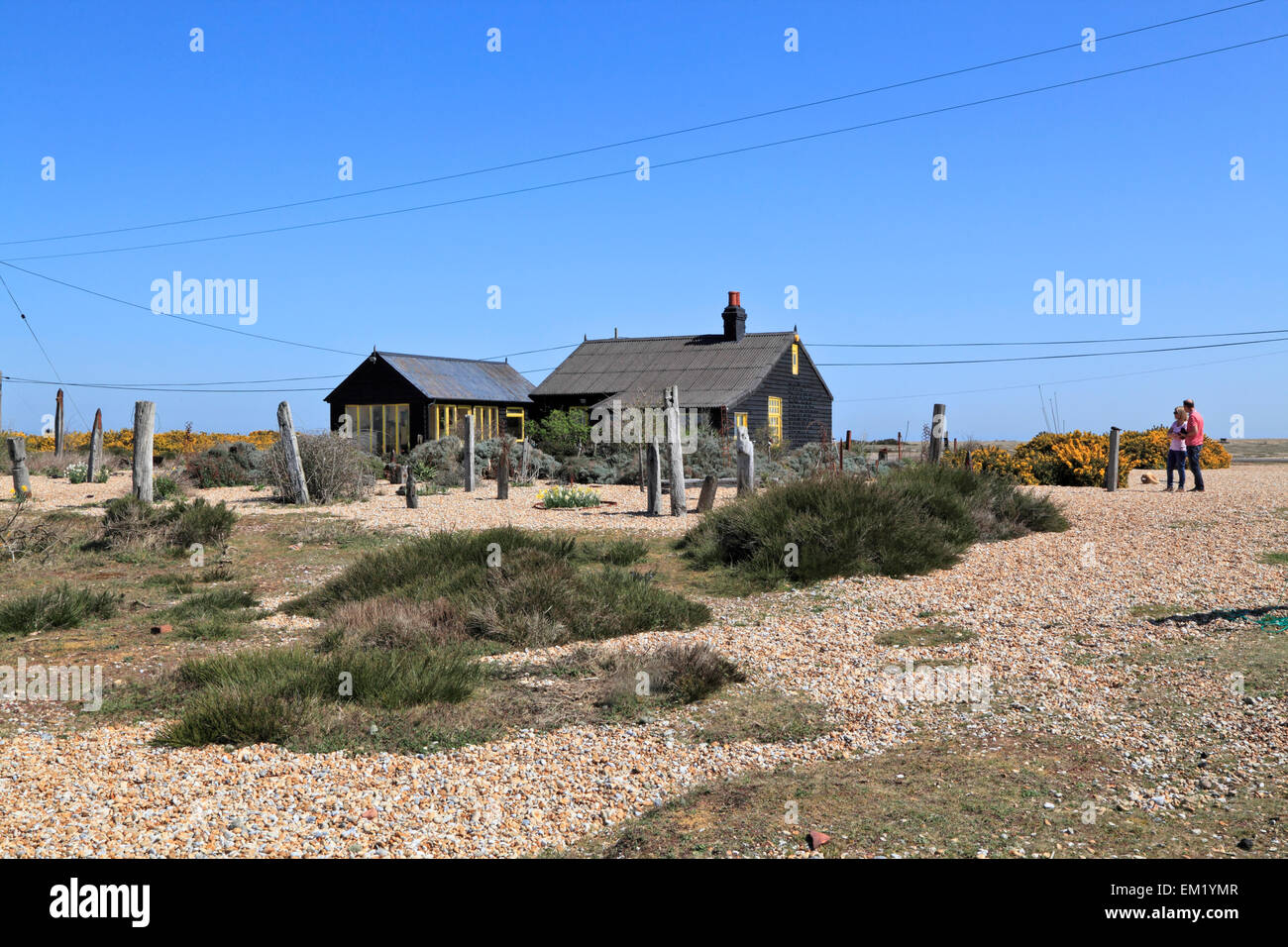 Prospect Cottage. Treibholz-Garten auf der Kiesstrand, erstellt von der späten Regisseur Derek Jarman am Strand von Dungeness Stockfoto