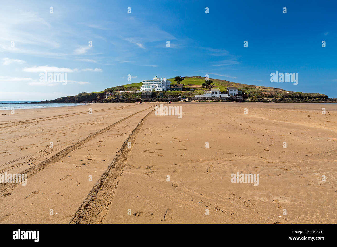 Die Gezeiten-Insel von Burgh Island aus die Küste Bigbury-On-Sea South Hams Devon England UK Europas Stockfoto