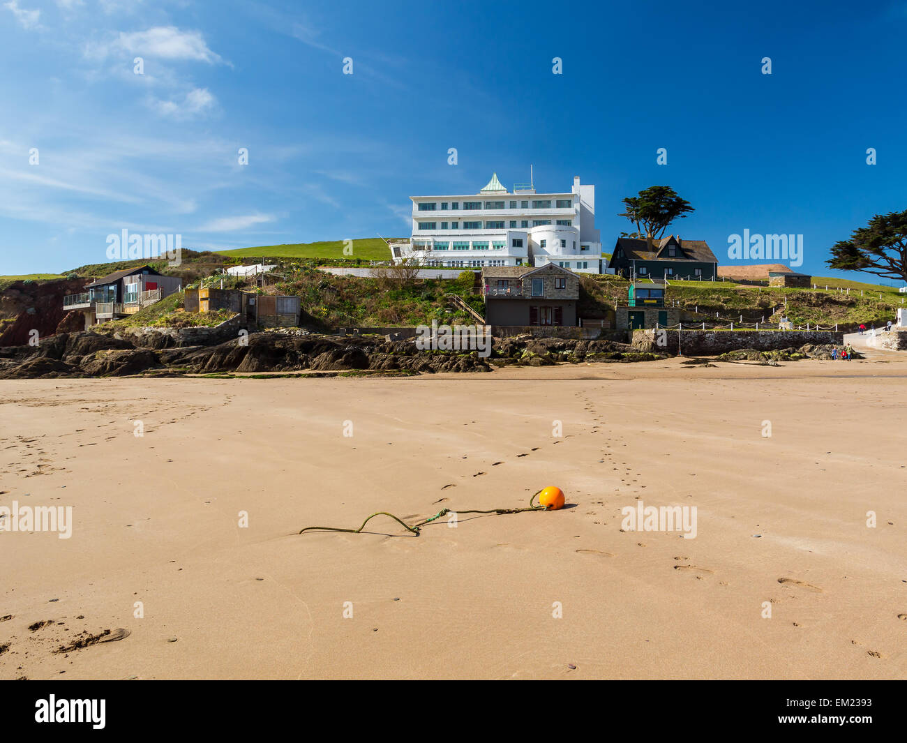 Die Gezeiten-Insel von Burgh Island aus die Küste Bigbury-On-Sea South Hams Devon England UK Europas Stockfoto