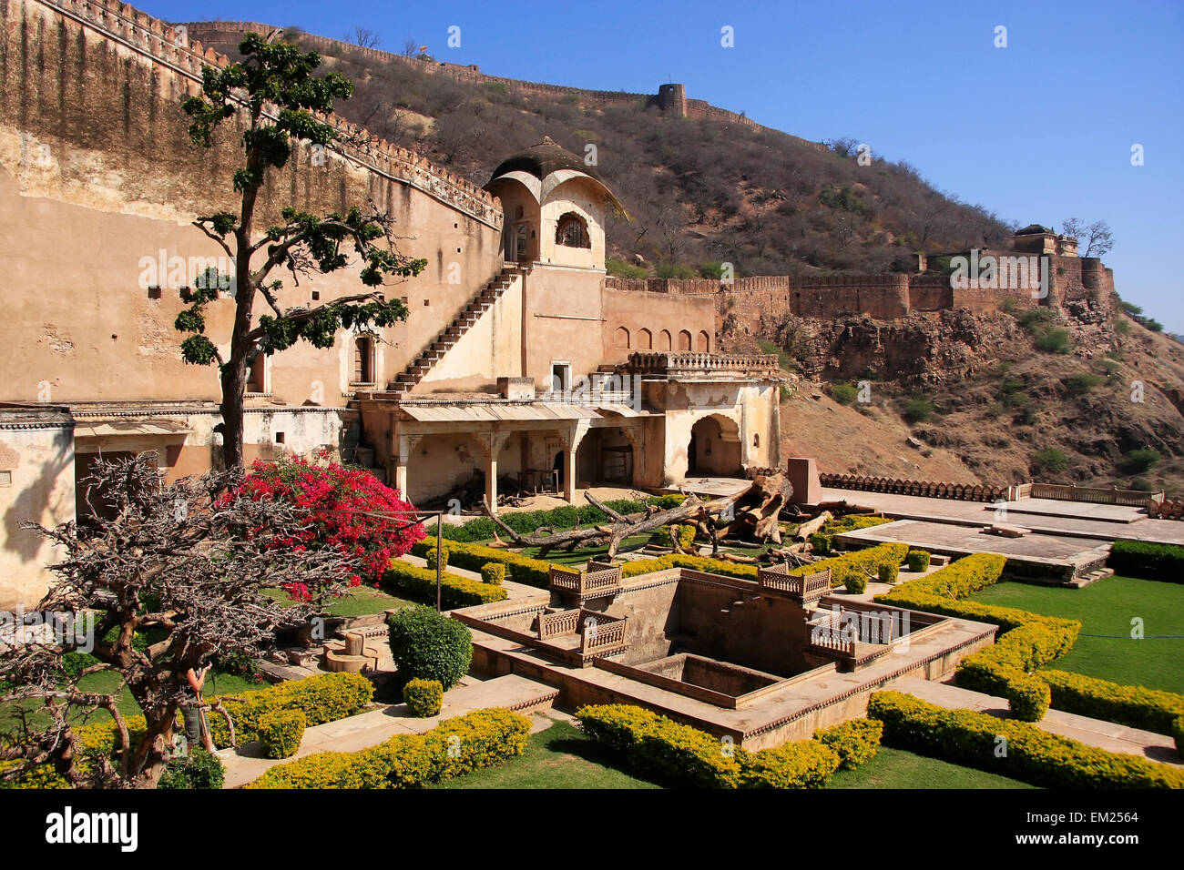 Hofgarten, Bundi Palast, Rajasthan, Indien Stockfoto