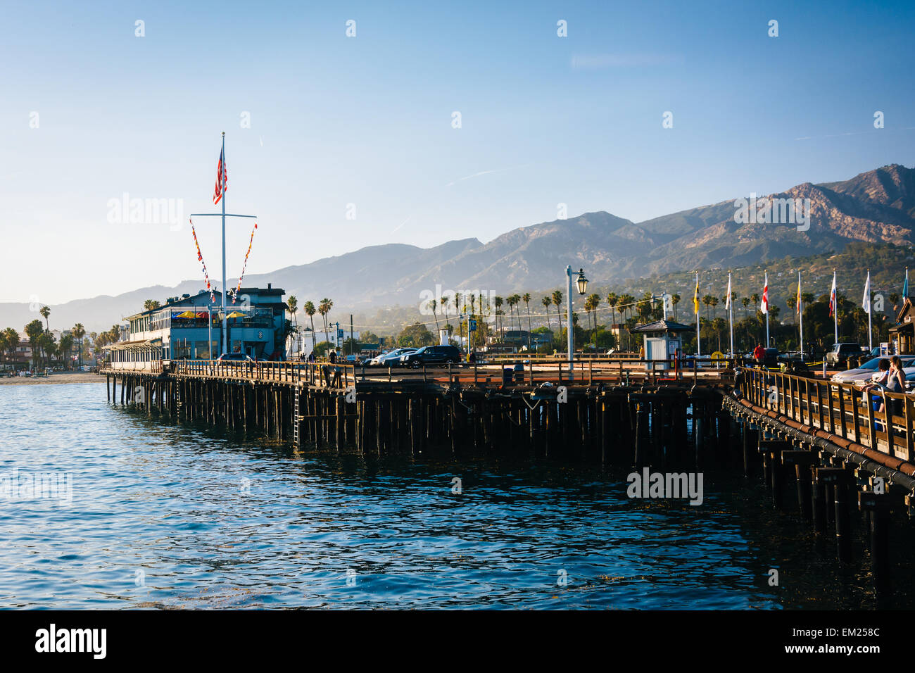 Die Stearn Wharf, in Santa Barbara, Kalifornien. Stockfoto