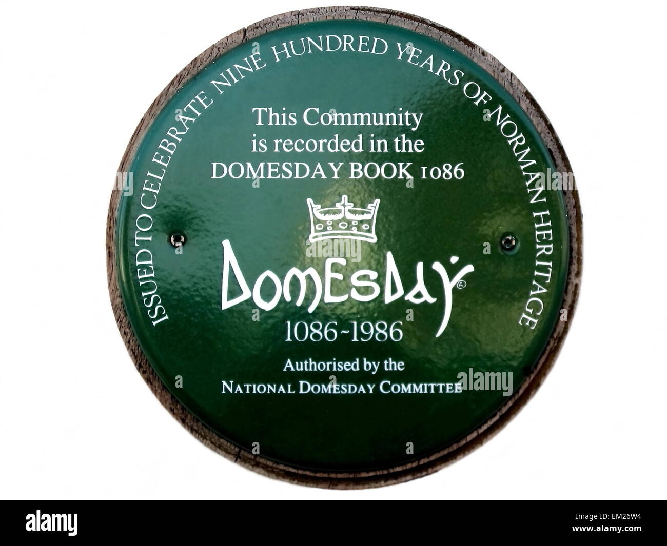 Norman Erbe an Takely Essex, der Gemeinschaft haben das Domesday Book 1086 erfaßt wurden 900-Jahr-Feier Plaque Stockfoto
