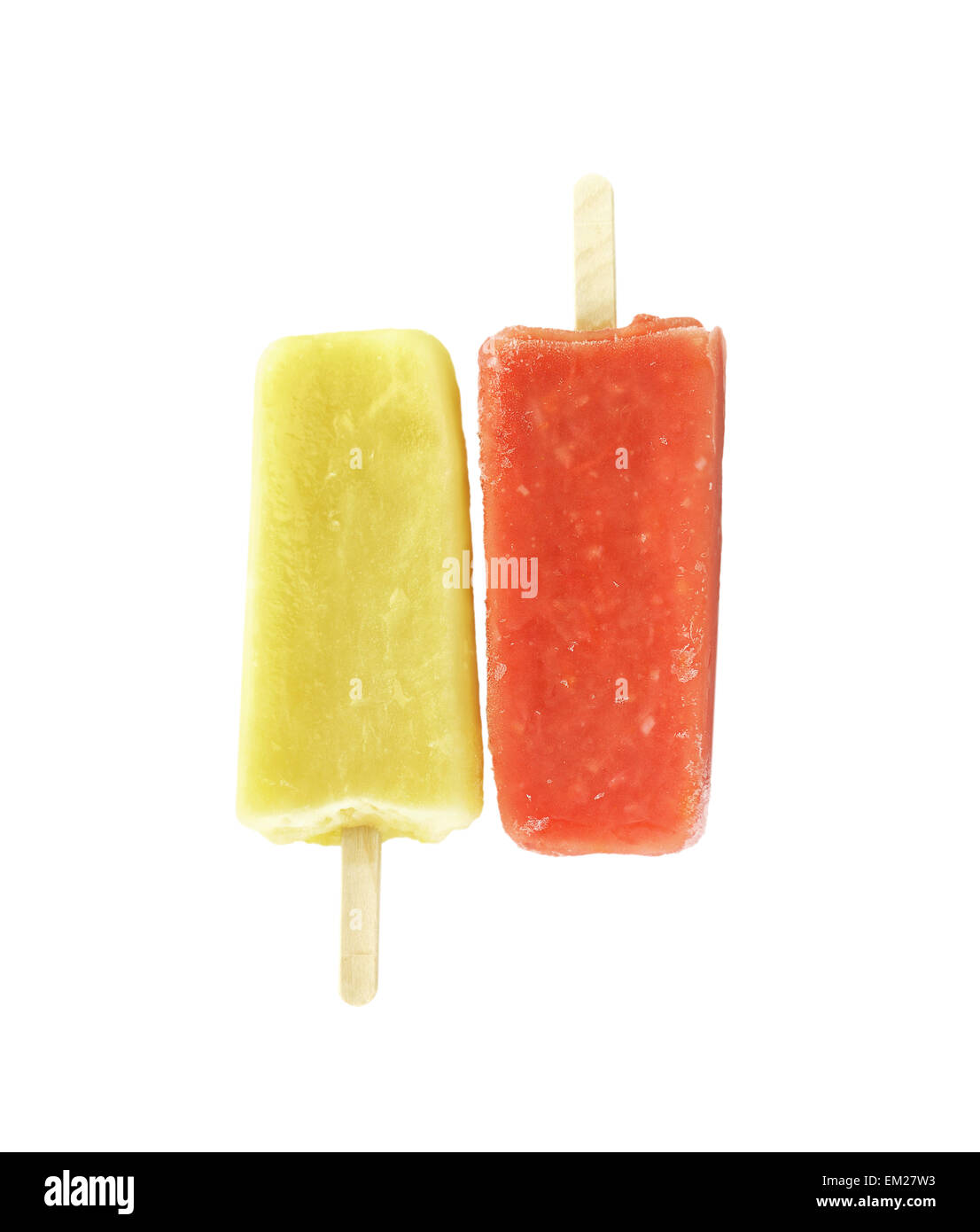 Frucht-Eis-Pops Isolated On White Background Stockfoto
