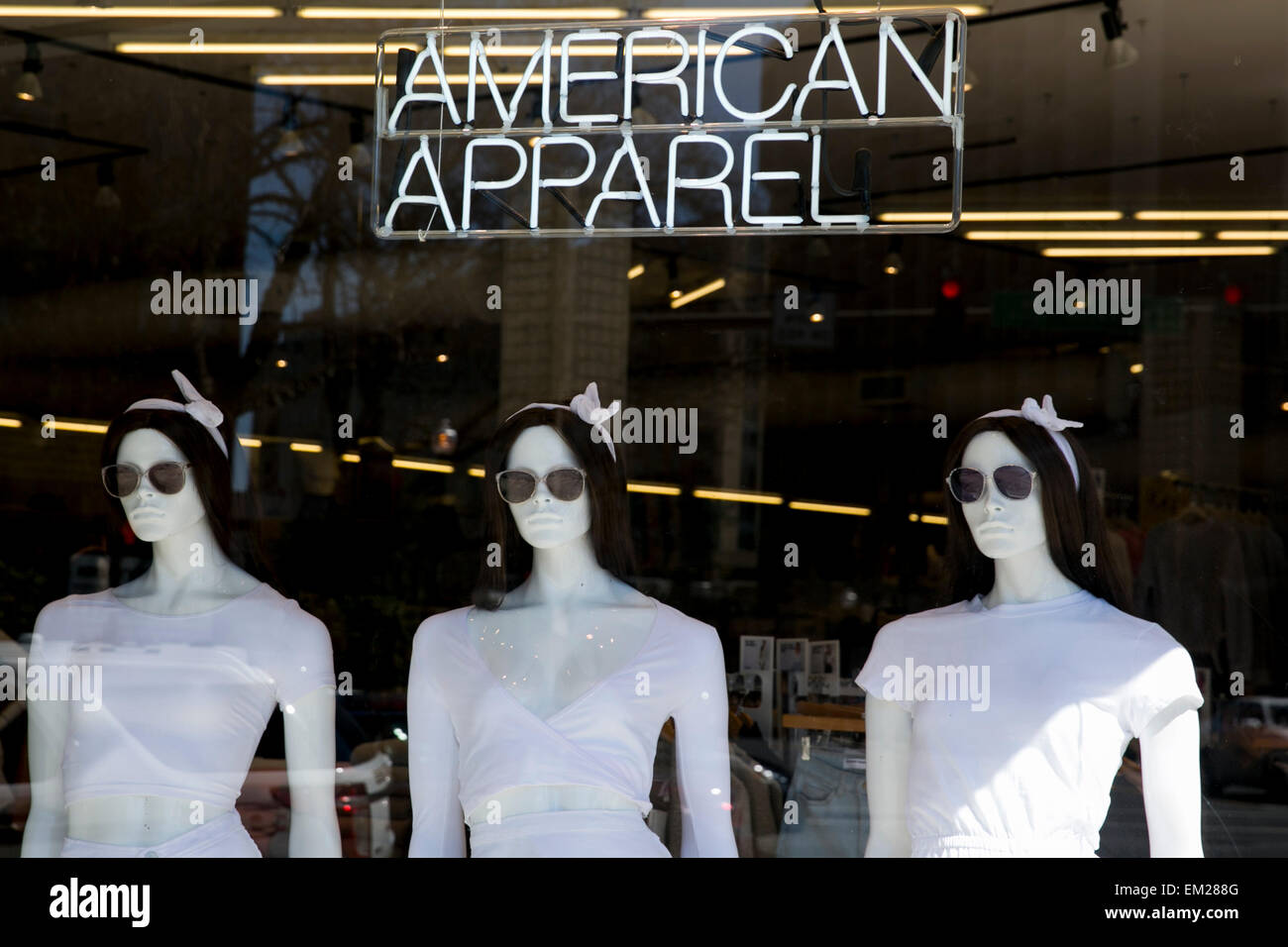 Eine Außenansicht des ein American Apparel Bekleidung Einzelhandel speichern in Silver Spring, Maryland. Stockfoto