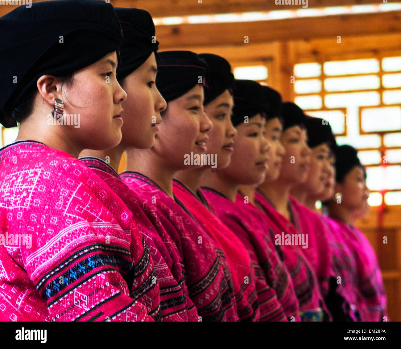 "Lange Haare" Yao Frauen in Longji, China. Stockfoto