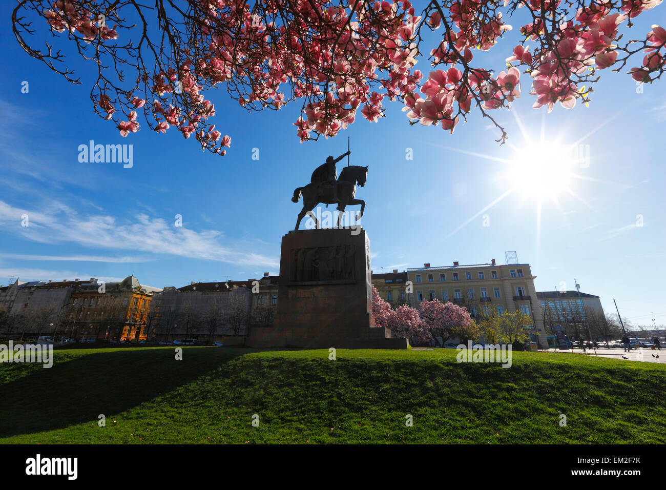Zagreb, die König Tomislav Statue Stockfoto