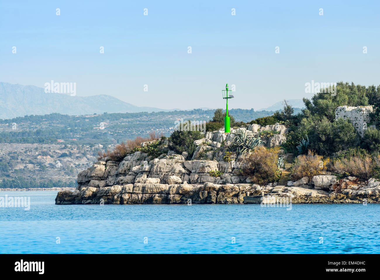 Leuchtturm auf der Insel grün Stockfoto