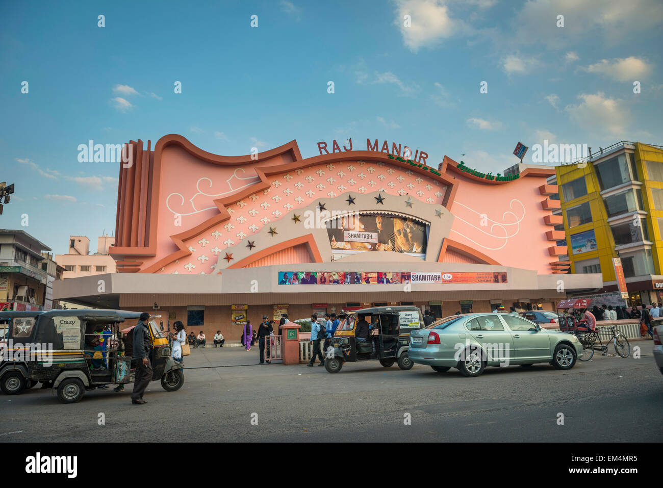 Das äußere des Raj Mandir Cinema in Jaipur, Rajasthan, Indien Stockfoto