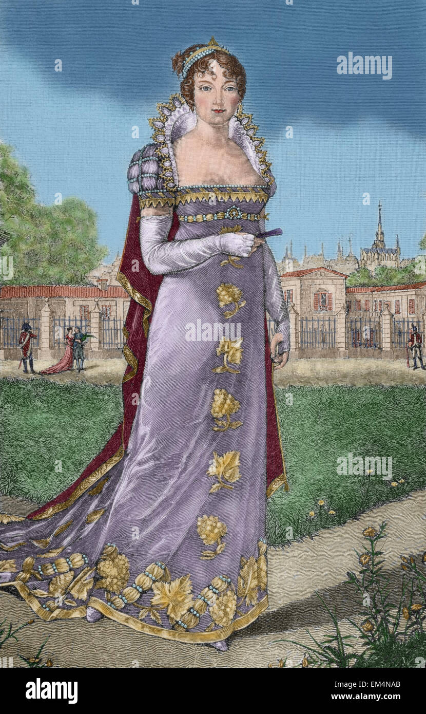 Marie-Louise von Österreich (1791-1847). Österreichische Erzherzogin, der als Herzogin von Parma von 1814 bis zu ihrem Tod regierte. Sie war Napoleons zweite Ehefrau und Kaiserin der Franzosen von 1810 bis 1814. Porträt. Gravur. des 19. Jahrhunderts. Farbige. Stockfoto