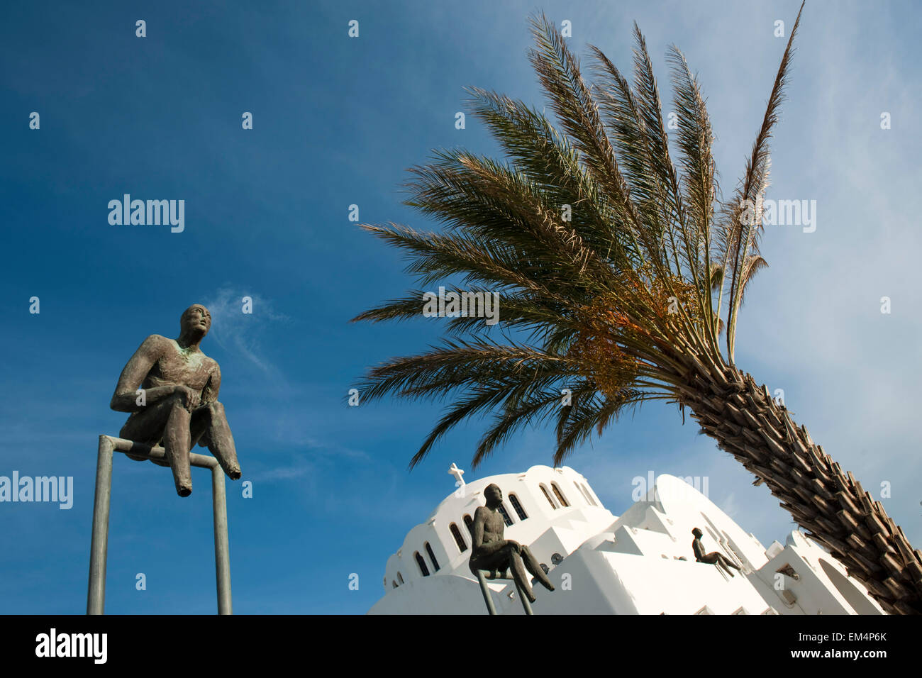 Fira, Santorin, Kykladen, Griechenland Orthodoxe Kathedrale Ypapanti Stockfoto