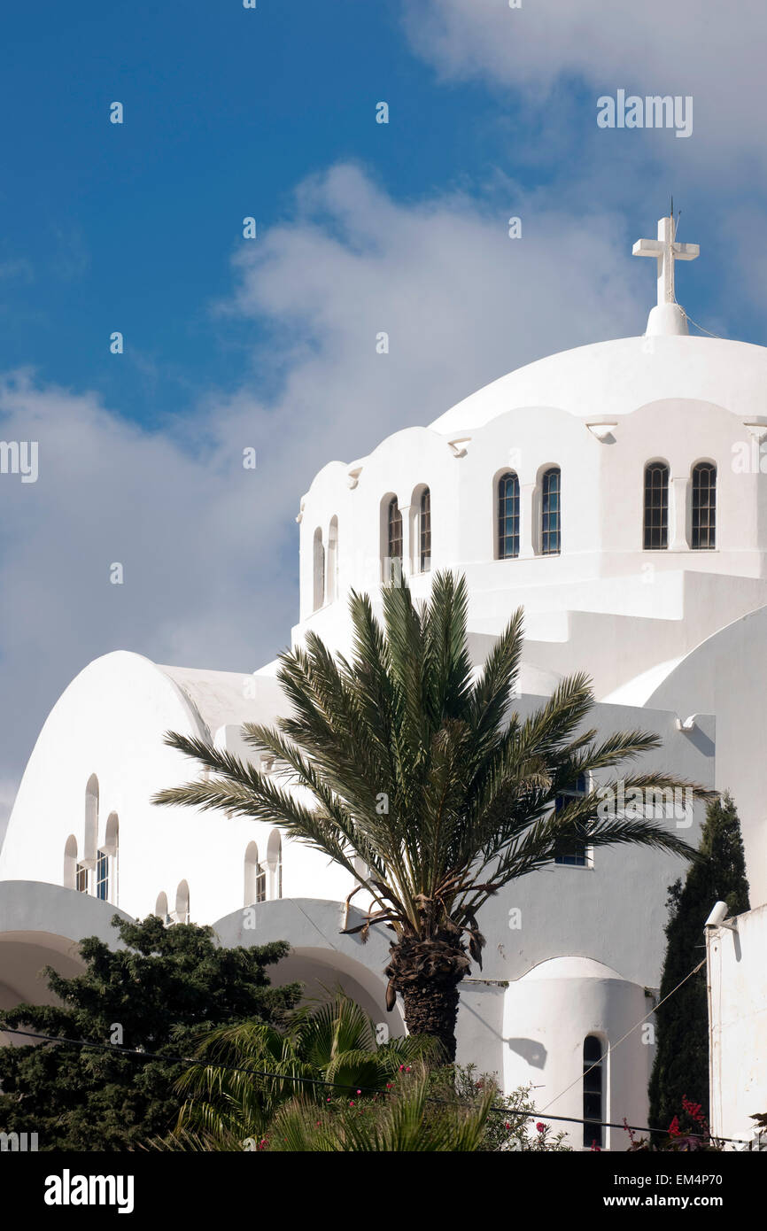 Fira, Santorin, Kykladen, Griechenland Orthodoxe Kathedrale Ypapanti Stockfoto