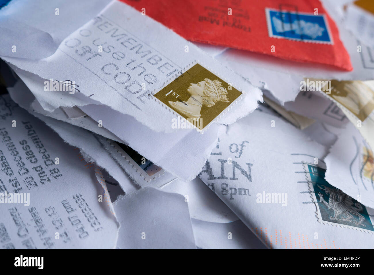 Britische Briefmarken für das recycling Stockfoto