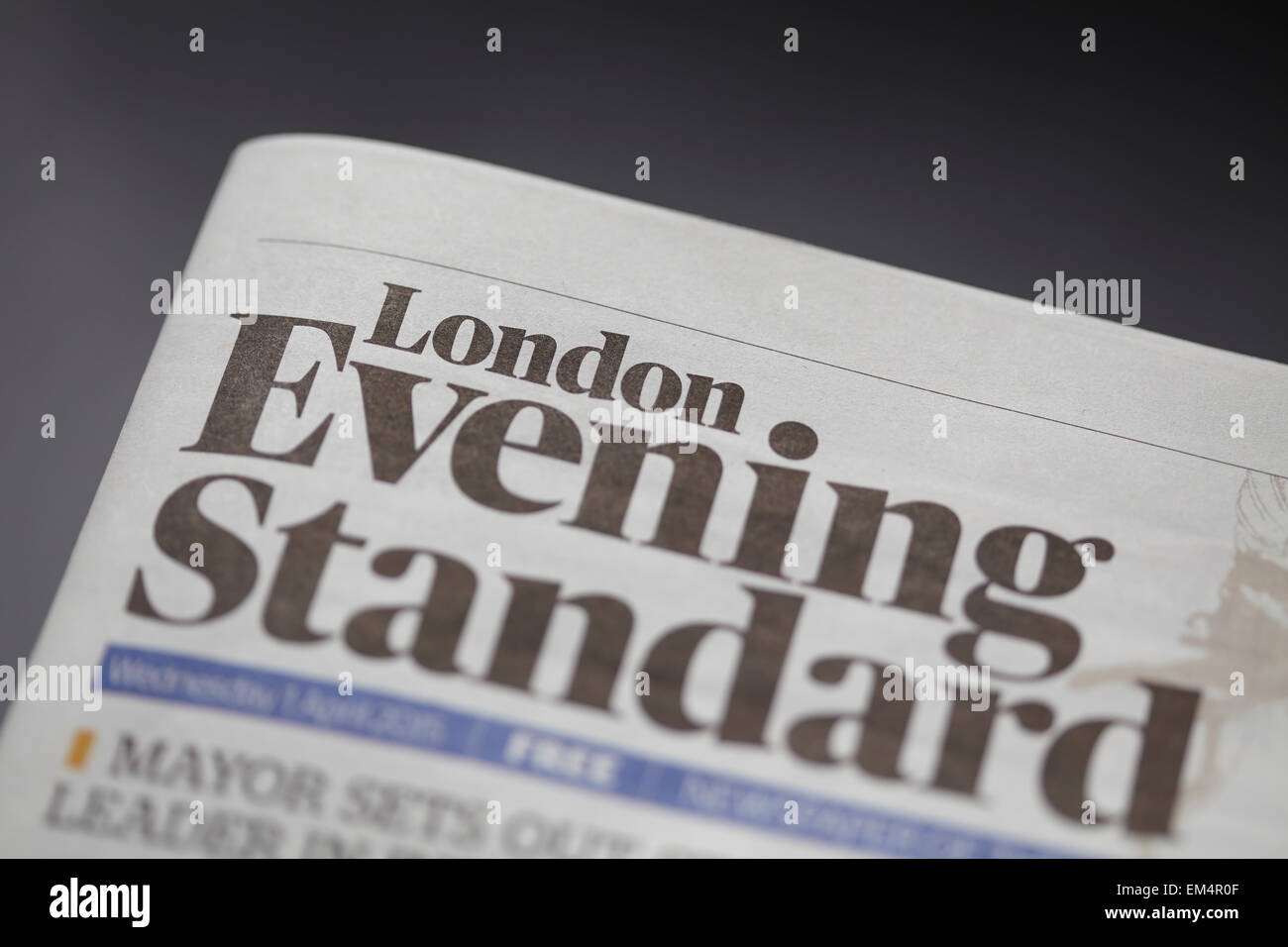 Evening Standard Zeitung.  Detail der Frontabdeckung Stockfoto