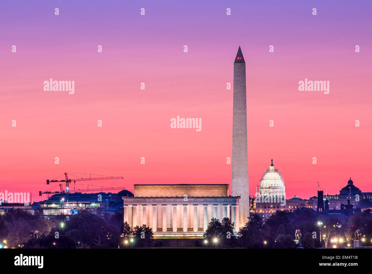Washington, DC Denkmal Skyline. Stockfoto
