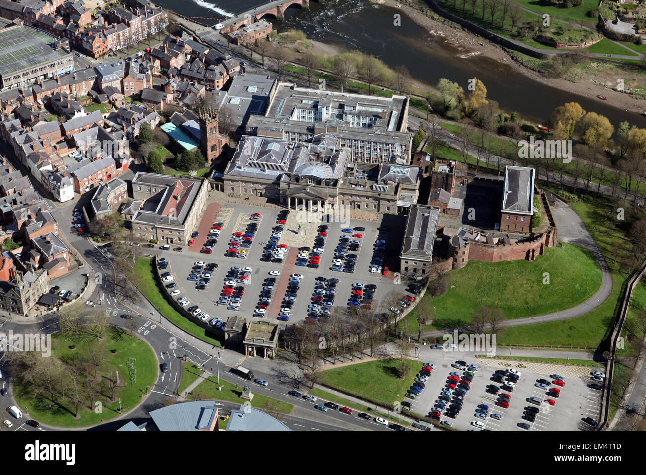 Luftaufnahme des Stadtzentrums von Chester, Cheshire, UK Stockfoto